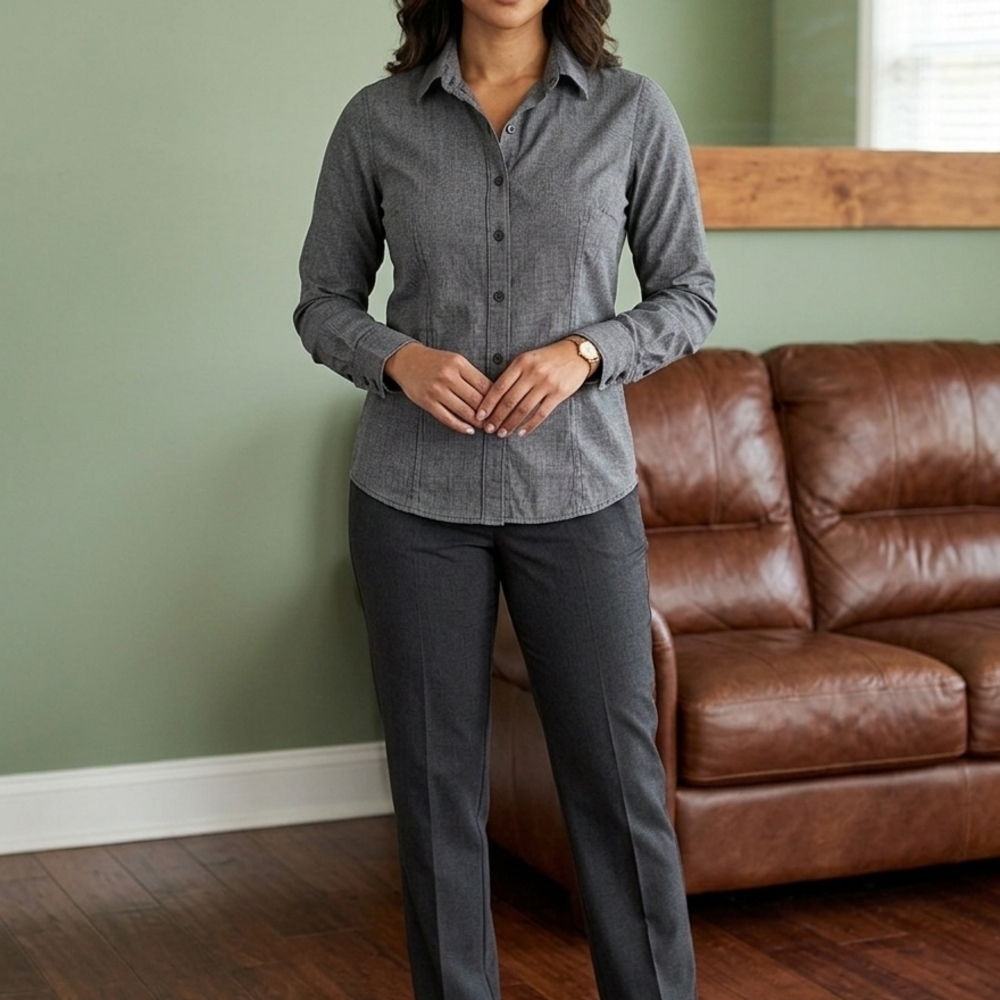 Women's Gray Dress Pants - Classic Straight Leg